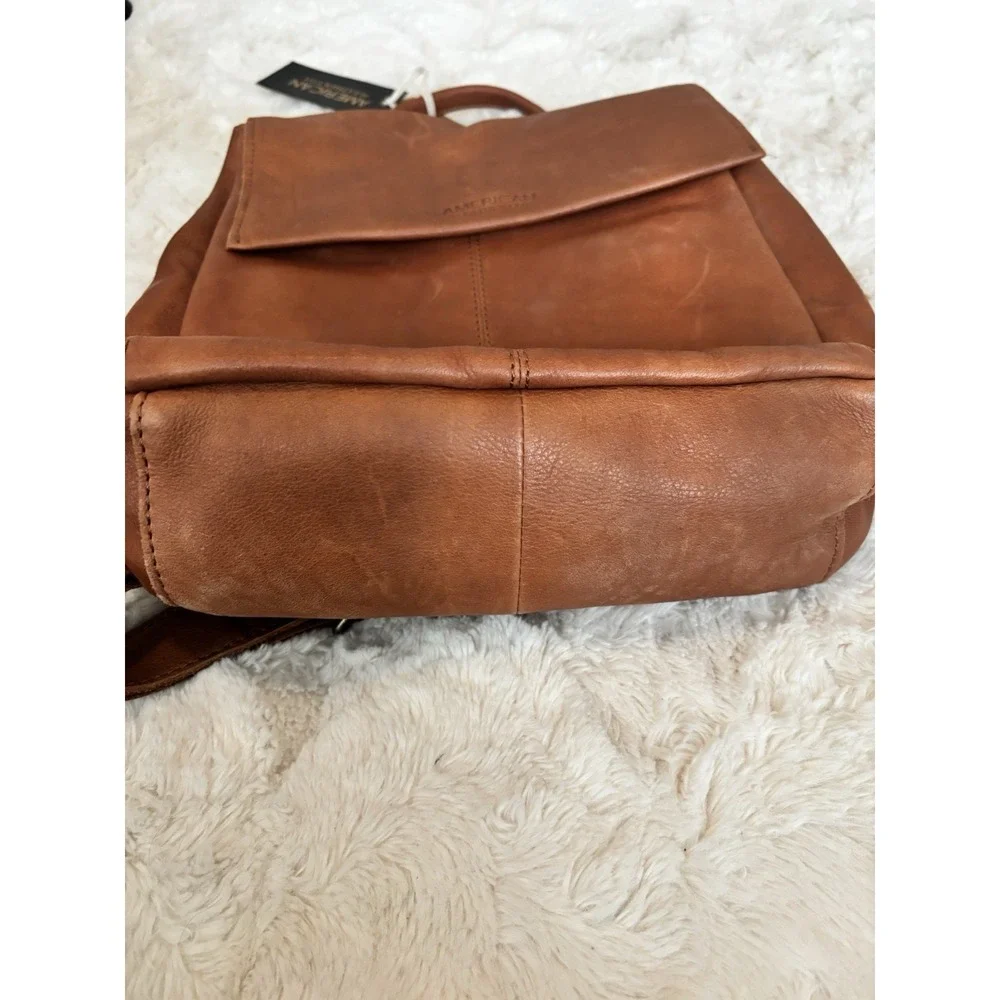 AMERICAN LEATHER Liberty Backpack In Brandy Smooth MSRP $228.00 NWT - Picture 6 of 12
